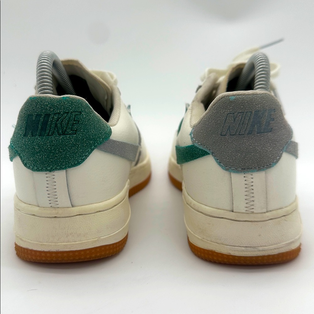 Nike Air Force 1 Vandalized Womens Size 7 White Leather Green Gray Split Logo - Picture 10 of 13